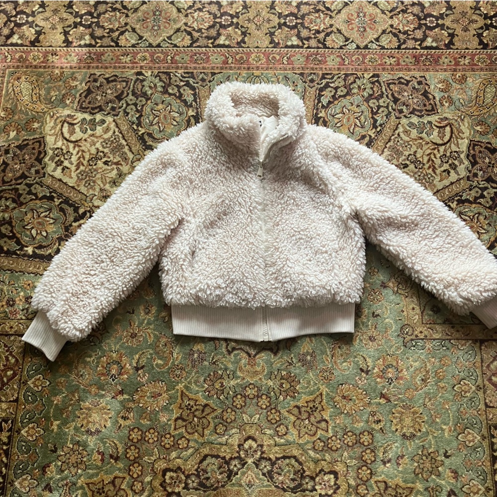 Zara Cream Teddy Bomber Jacket
